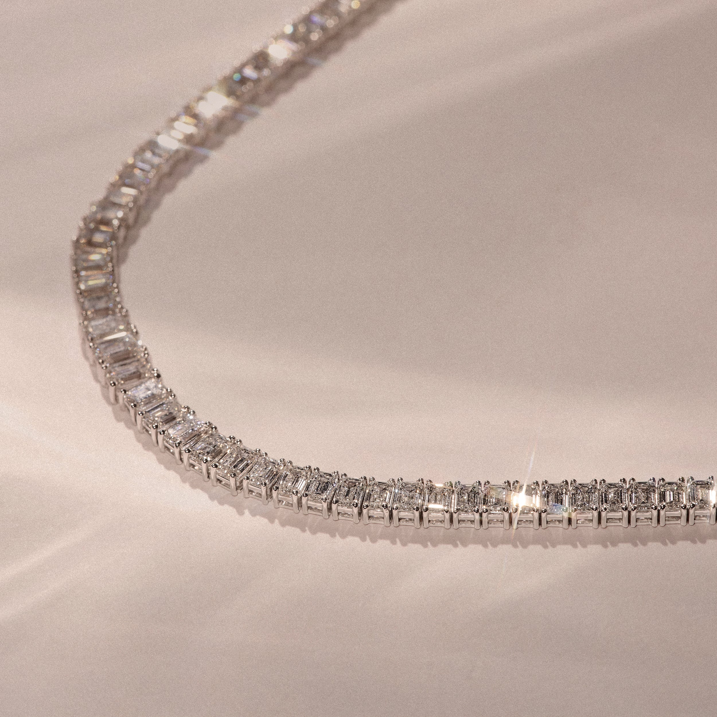 LUXE 33.00ct Lab Diamond Necklace with IGI Certified Emerald-Cut Diamonds in 18K White Gold